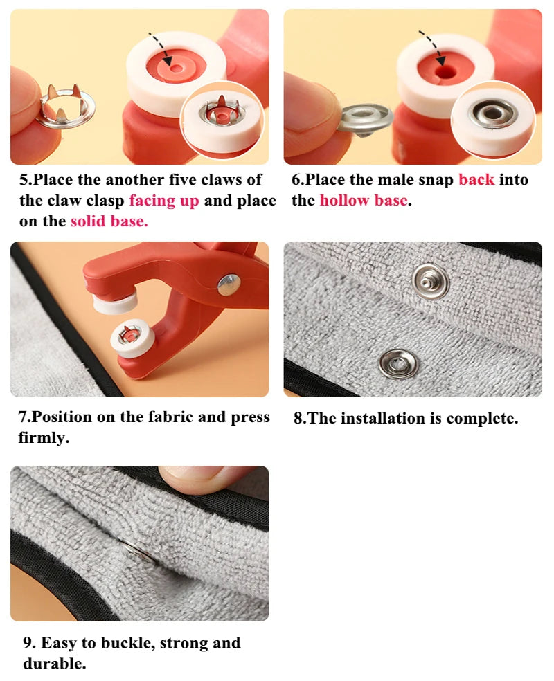 Metal Snap Fastener Kit with Hand Press Pliers & Storage Box