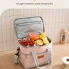 Pink insulated lunch bag with mesh pockets shown open, featuring breathable and interior storage options.