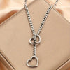 Heart Charm Cuban Link Necklace in Stainless Steel