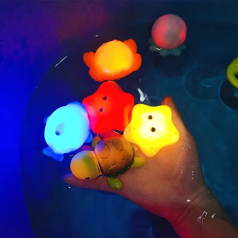 Glow-in-the-Dark Animal Bath Toy Set with Floating Net