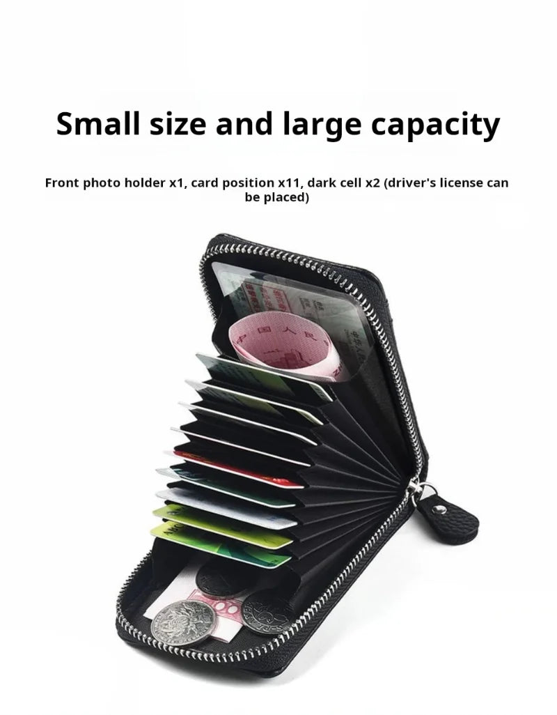 Compact Zipper Card Wallet with Multiple Slots