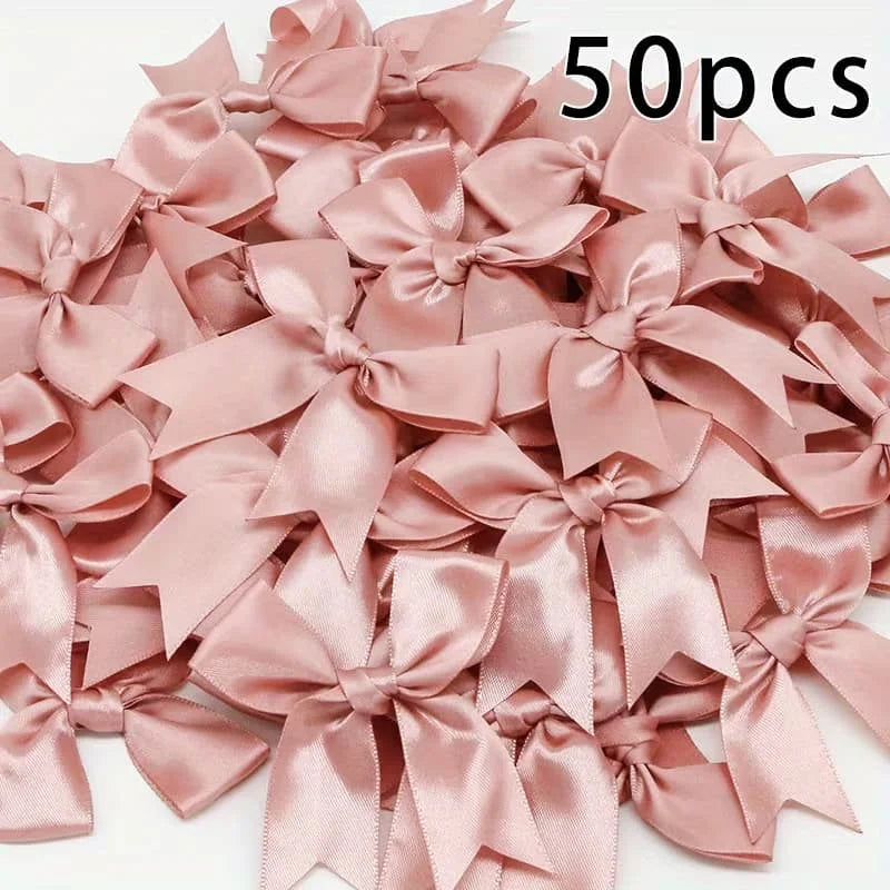 Satin Bowknot Ribbon Bows for Gift Wrapping and DIY Crafts (Pack of 50)