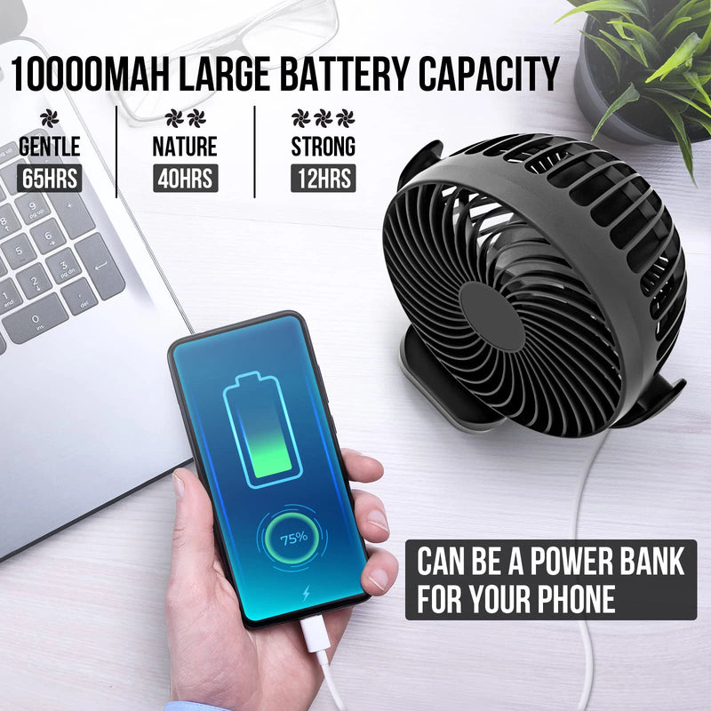 Portable Rechargeable Fan with LED Light and Remote Control