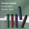 Five color options of a portable umbrella with a 130cm diameter shown standing upright.