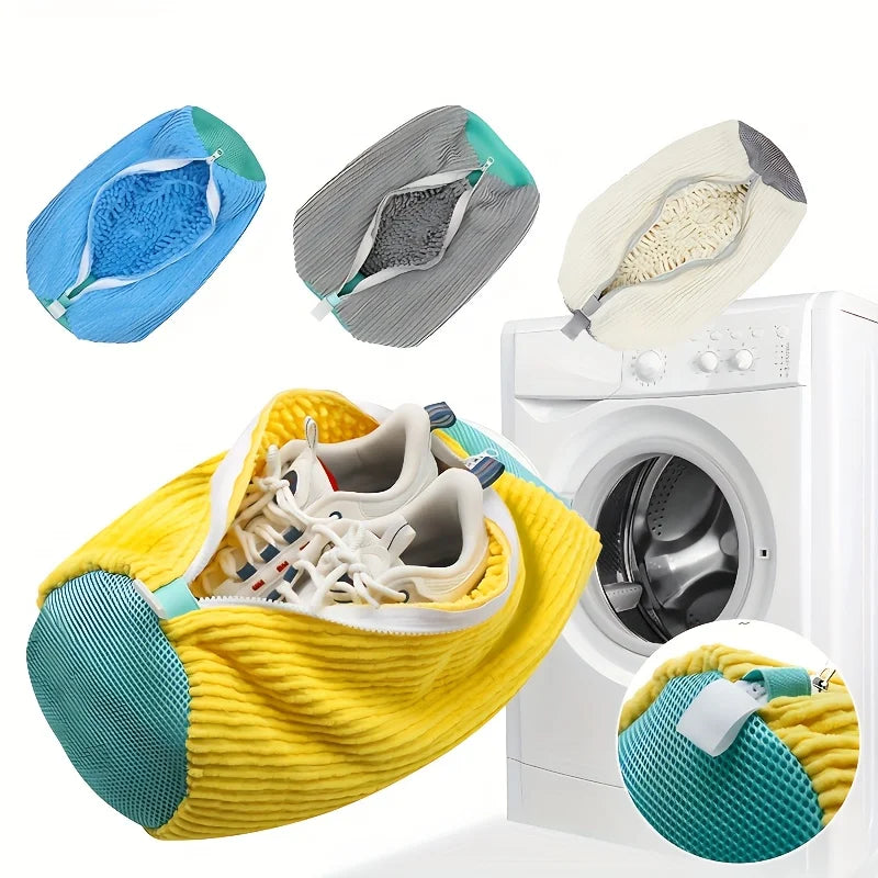 Mesh Shoe Wash Bag with Soft Fluff Lining