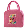 Insulated Canvas Lunch Bag with Butterfly Letter Pattern