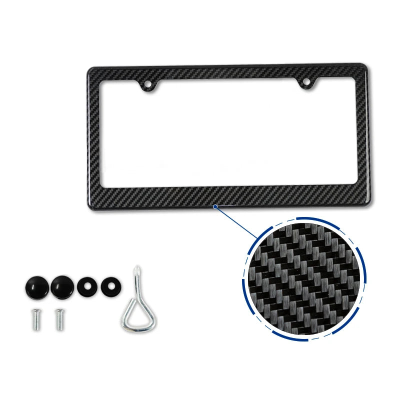 Carbon Fiber License Plate Frame with Anti-Rust Protection