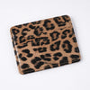 A brown leopard print PU leather card wallet shown from above.