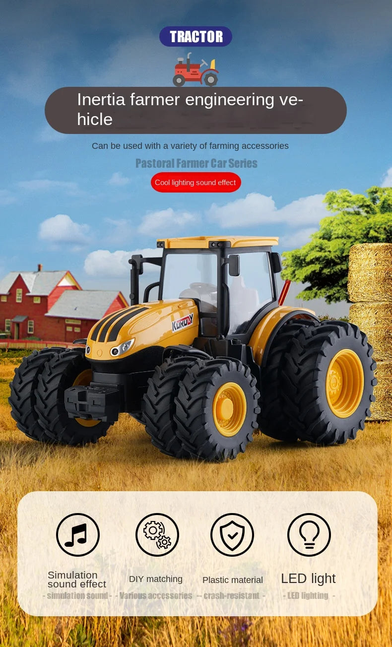 Remote-Controlled Farm Tractor Toy with Realistic Engineering Details