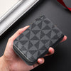 Men's PU Leather Card Holder with Geometric Pattern and Zipper Closure