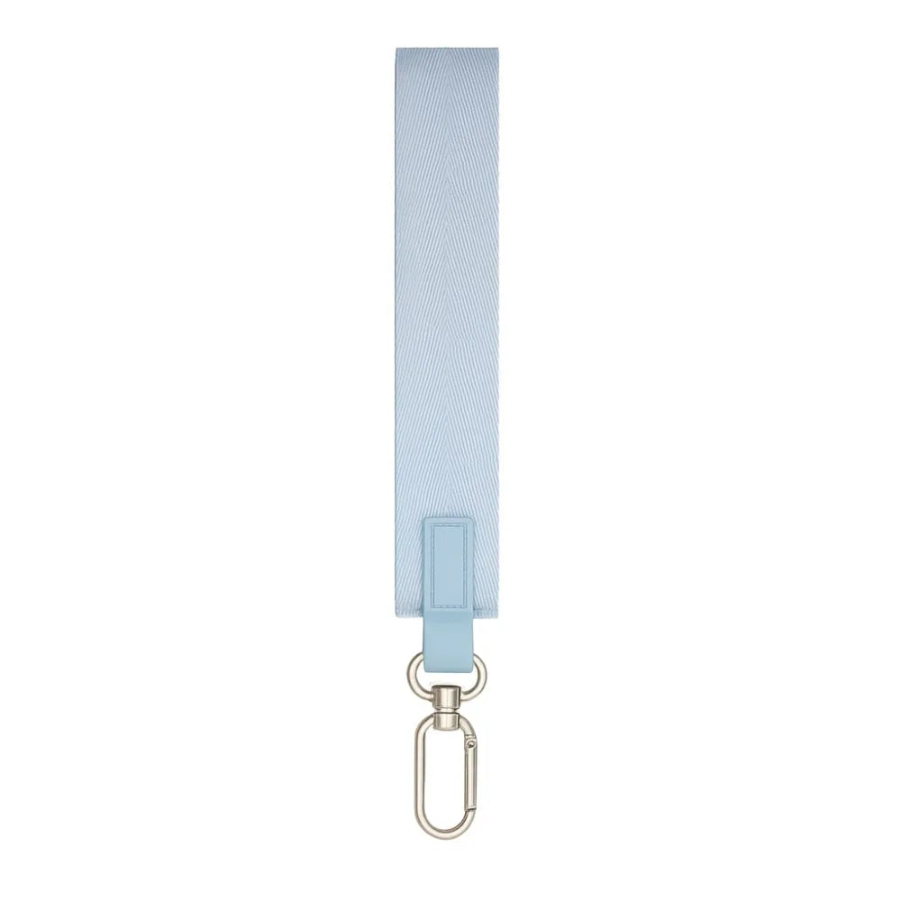 Light blue nylon wristlet keychain strap