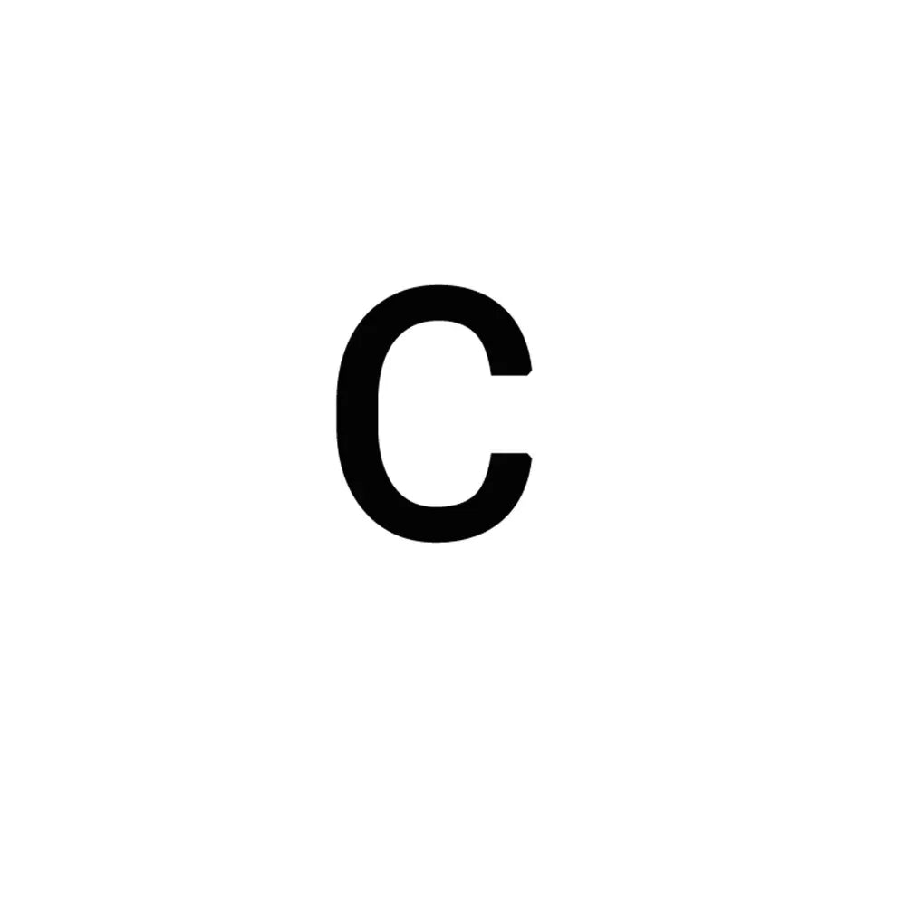 A black capital letter C on a white background.