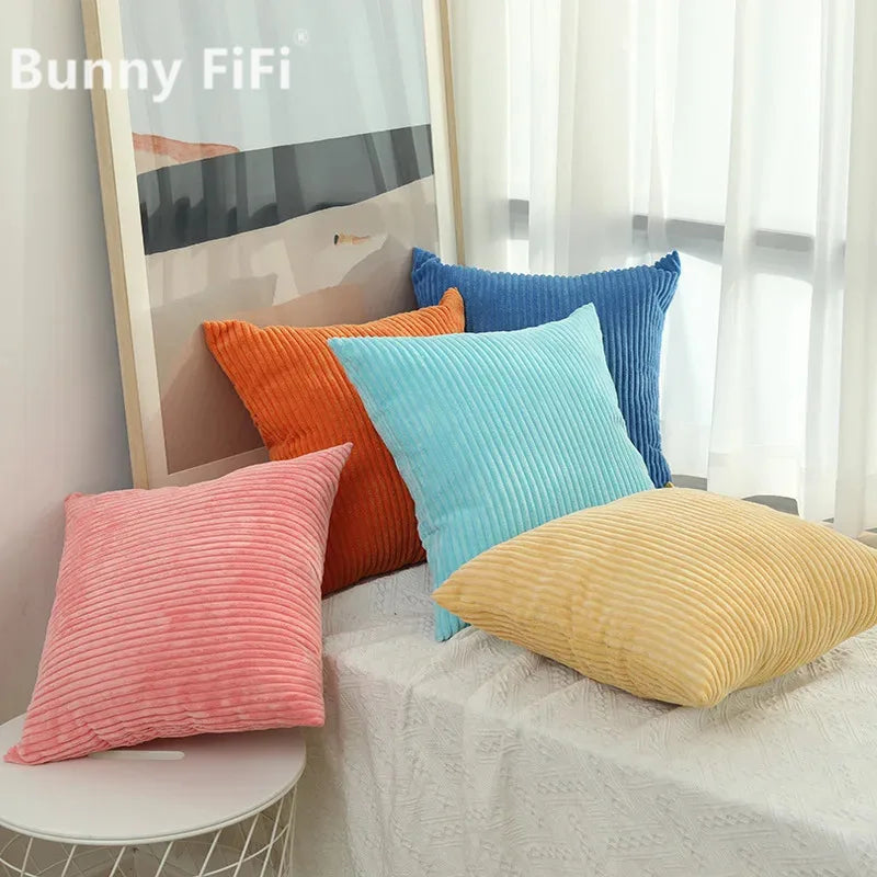 Soft Corduroy Striped Throw Pillow Cover