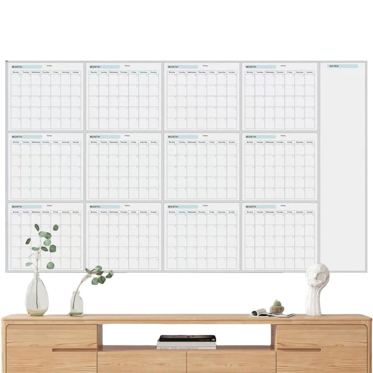 Calendrier mural réutilisable effaçable