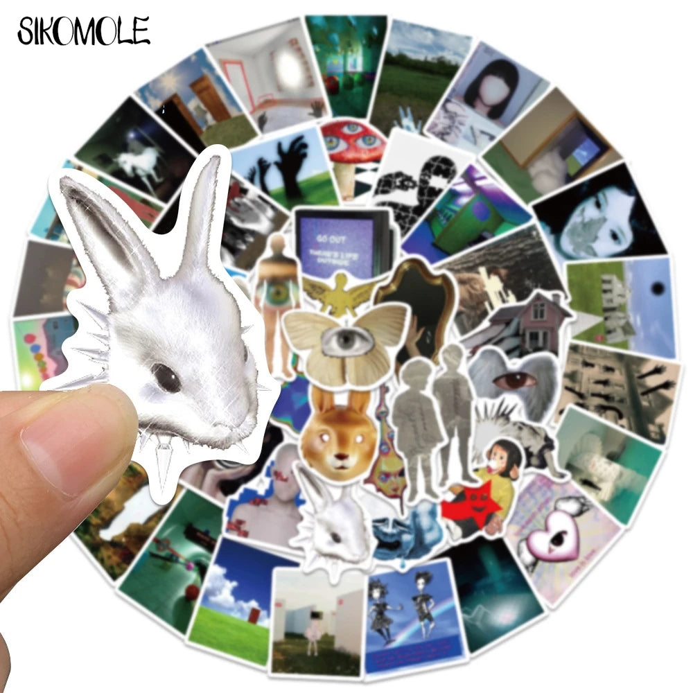 A collection of cartoon dream core art stickers featuring various characters and designs arranged in a circular pattern.