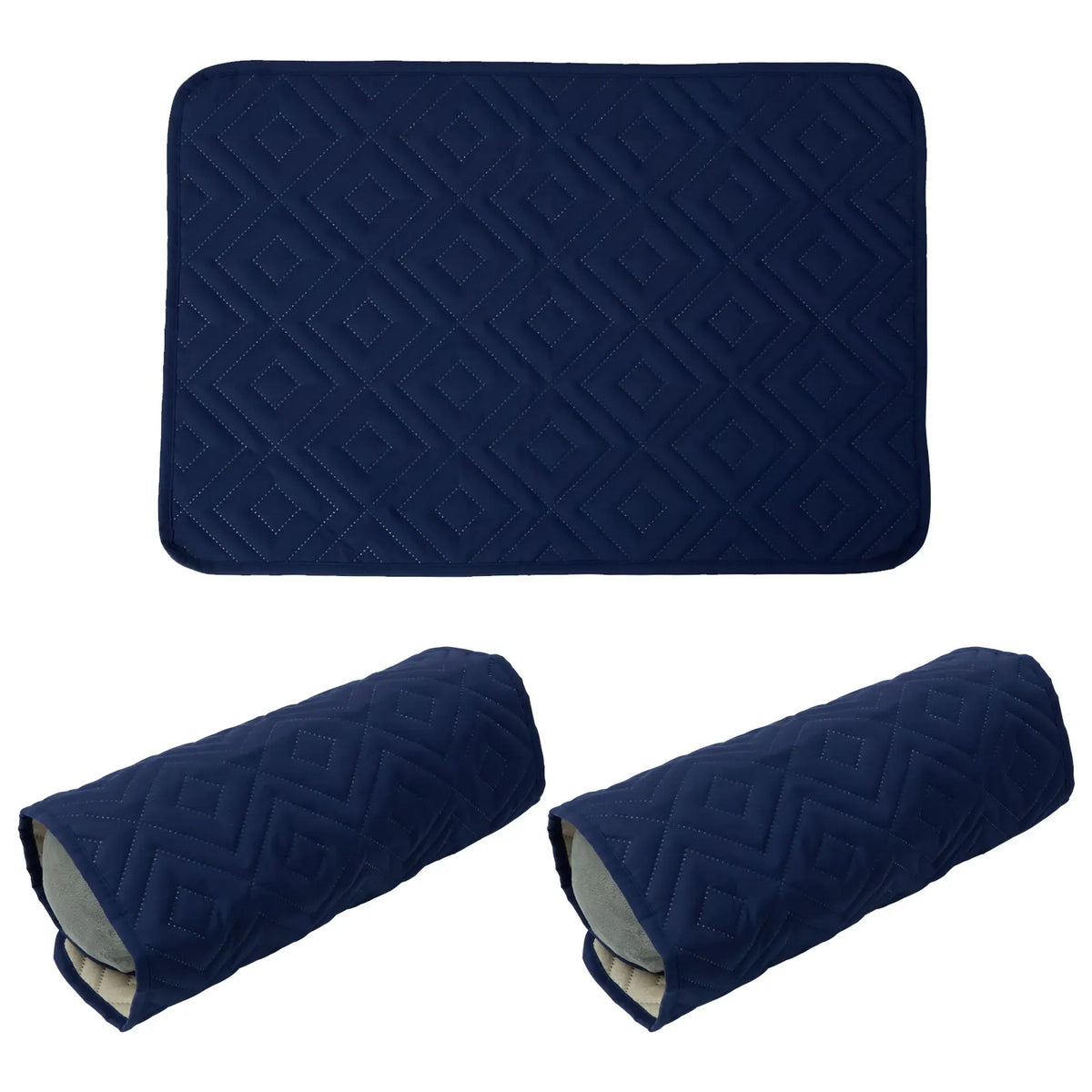 Navy quilted headrest protector covers for a recliner