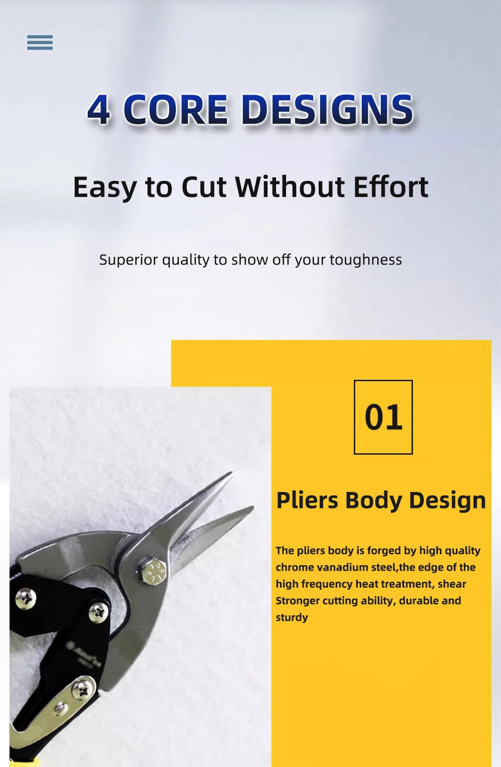 Heavy Duty Aviation Tin Snips – Chrome Vanadium Steel Sheet Metal Cutter