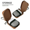 Brown elastic pocket storage case for AirPods with a protective PU leather cover and anti-lost hook