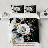 3D Floral Duvet Cover Set – Black & White Rose Design with Pillowcases