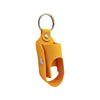 Orange PU leather inhaler case with a metal keyring and clip.