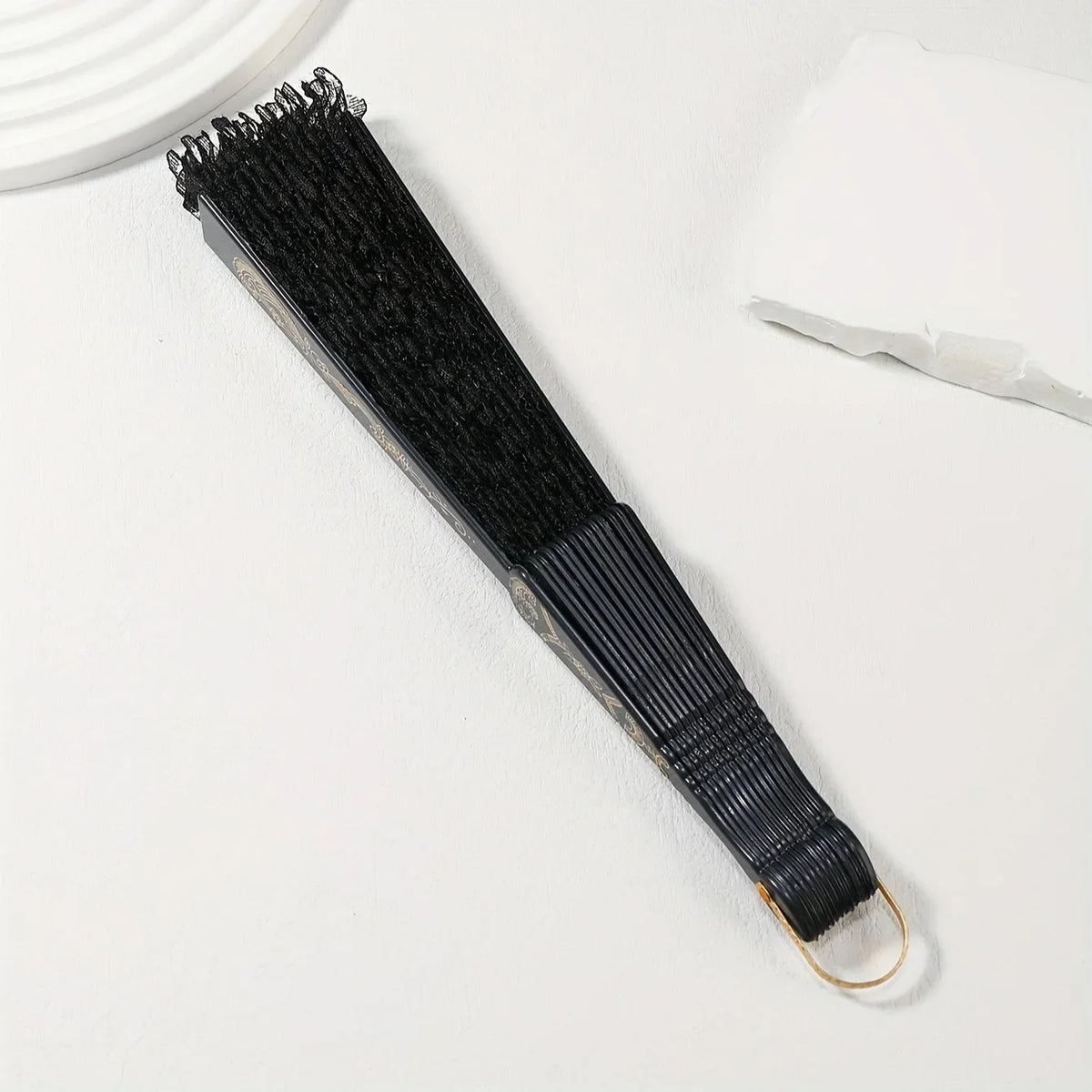 Elegant Lace Fabric Hand Fan with Floral Design