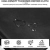 Close-up of black high-density thickened Oxford cloth fabric showing texture and water repellency features.