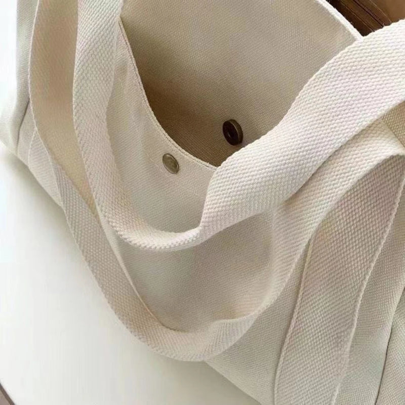 Large Capacity Canvas Tote Bag with Zipper Closure