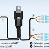 Wiring harness kit showing extended power connections for a strobe light, including power to a switch, battery, and light bar