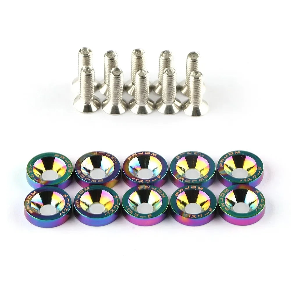 Aluminum Concave Fender Washer Screw Kit (10-Pack) for Automotive Use
