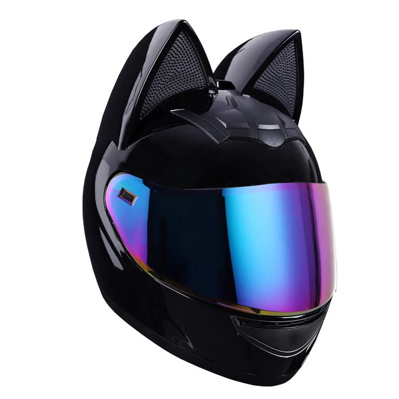 Cat Ear Full Face Motorcycle Helmet with Removable Ears