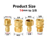 Set of brass quick-connect adapters for M22 to 3/8 thread sizes, showing various sizes.
