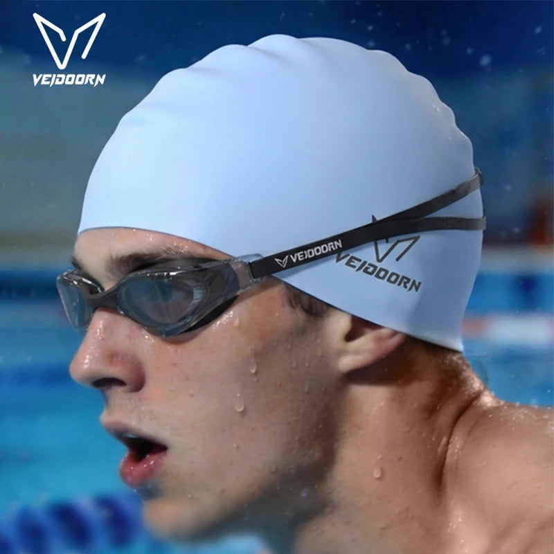 Bonnet de natation en silicone souple pour cheveux longs
