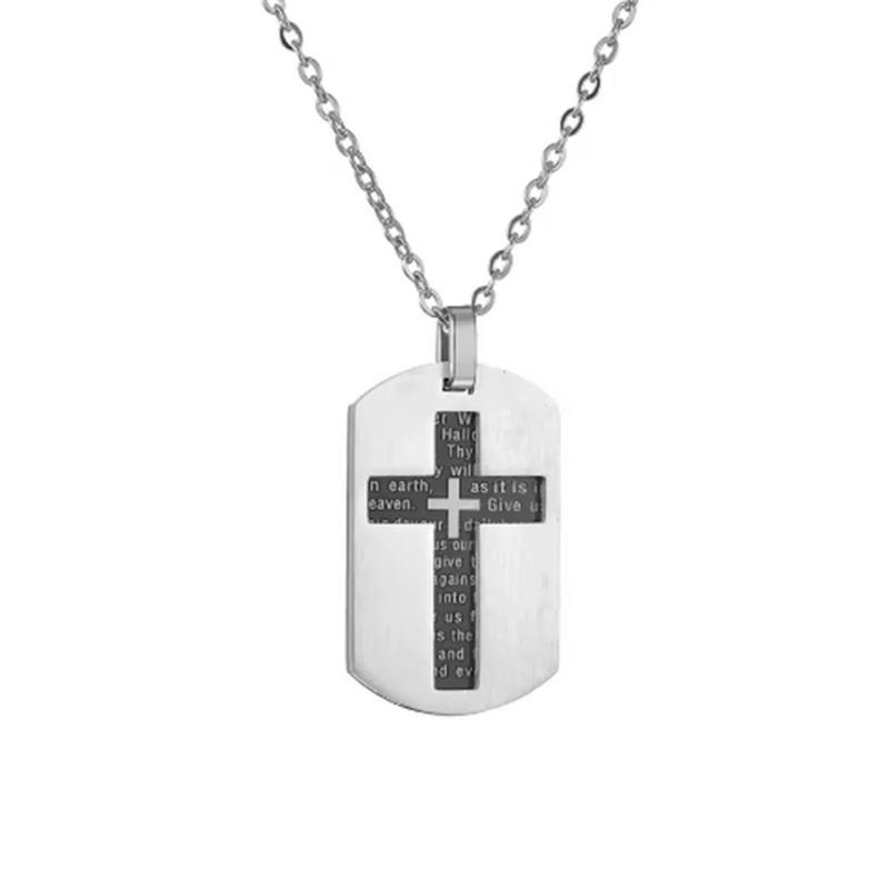 Collar con colgante de cruz de acero inoxidable