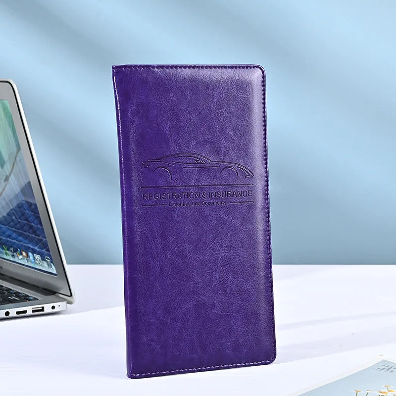 Premium PU Leather Car Document Organizer for Registration and Insurance