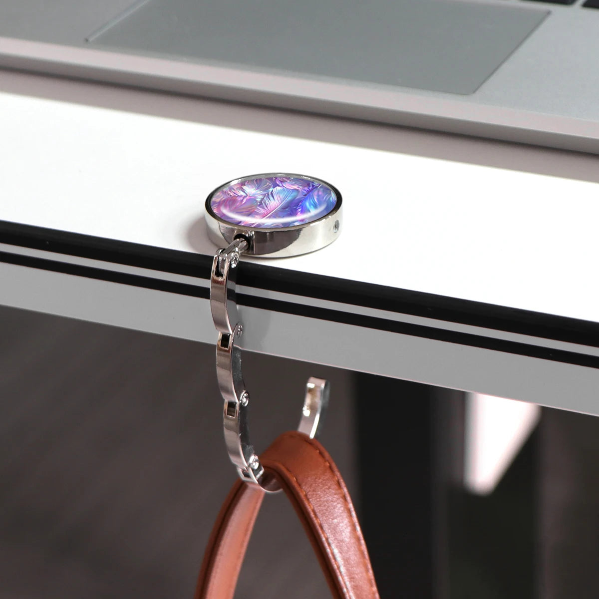 Folding Metal Bag Hook with Marble Finish
