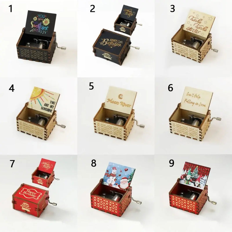 Hand-Cranked Wooden Music Box