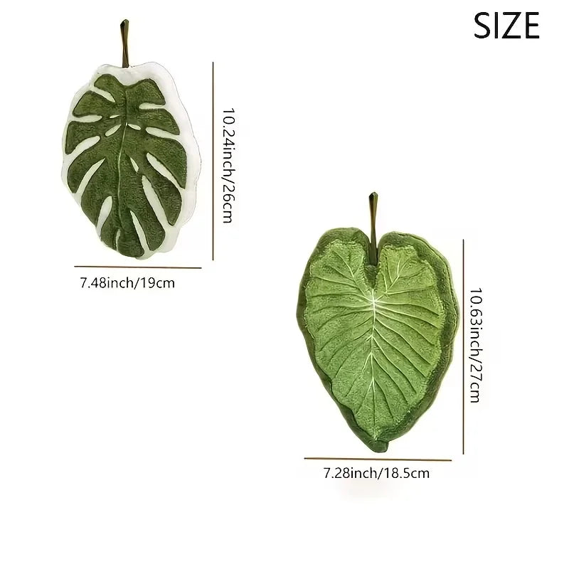 Leaf-Shaped Absorbent Microfiber Towel with Hang Loop
