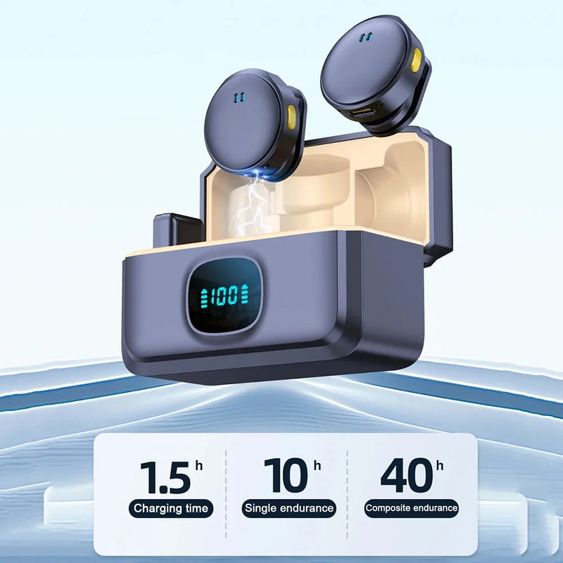 Wireless Lavalier Microphone with Magnetic Clip & Charging Case