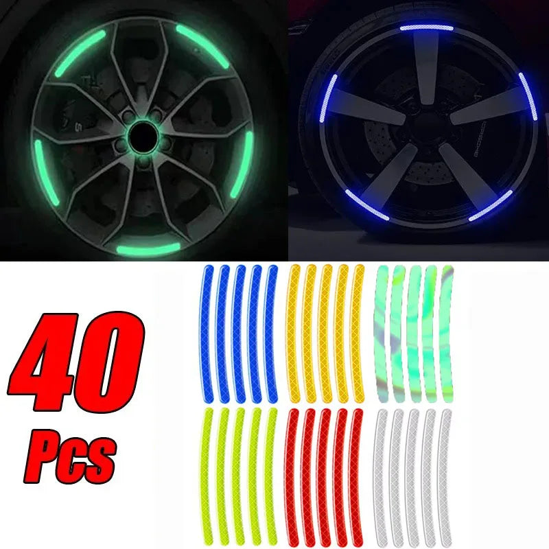 Multicolor Reflective Wheel Hub Stickers for Cars and Motorcycles