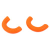 Two bright orange TPE front bumper tow hook covers for a Ford F-150.