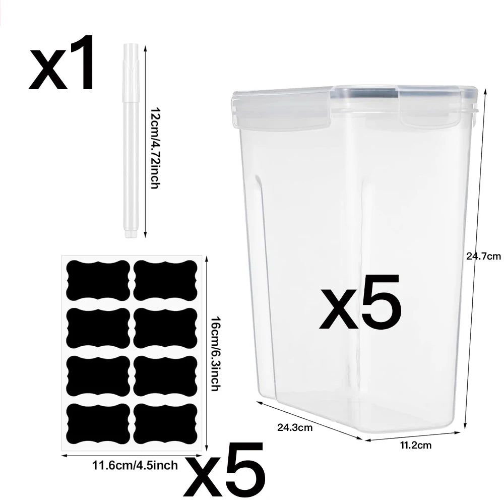 A clear airtight storage box for filament with five black silicone seals and a measuring scale.