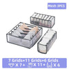 Mesh 3PCS foldable closet organizer boxes for storing underwear, socks, and accessories in grids