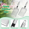 A set of stainless steel soil sieves with ergonomic handles, showing the reinforced metal edge, comfortable handle, and easy 