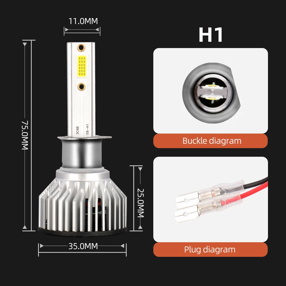 Ultra-Bright LED Headlight Bulbs with Cooling Fan (6000K)