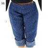 Navy blue textured pants for a fashion doll clothing set.