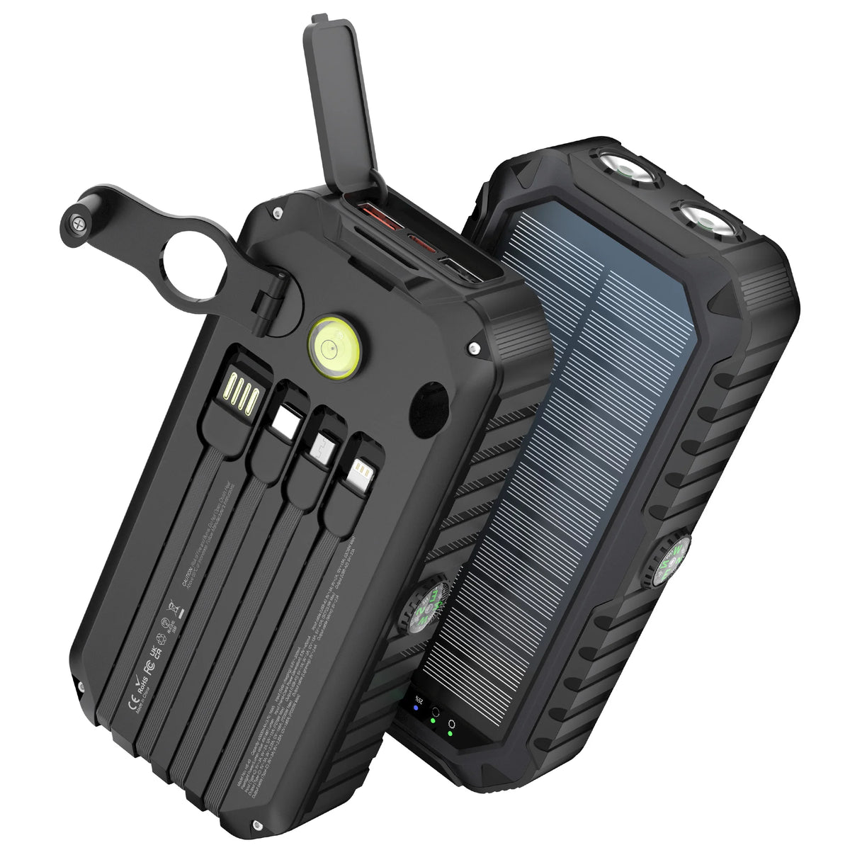 40,000mAh Solar Power Bank with Hand Crank & Multi-Cable
