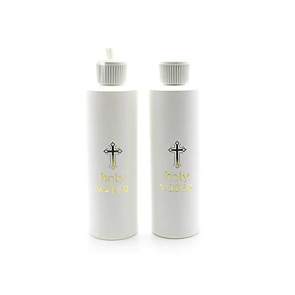 Easter Holy Water Bottle with Gold Cross Design