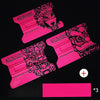 Three pink magnetic suede edge squeegees for vinyl wrap and window tinting.