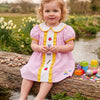 Girls Embroidered Plaid A-Line Dress with Peter Pan Collar