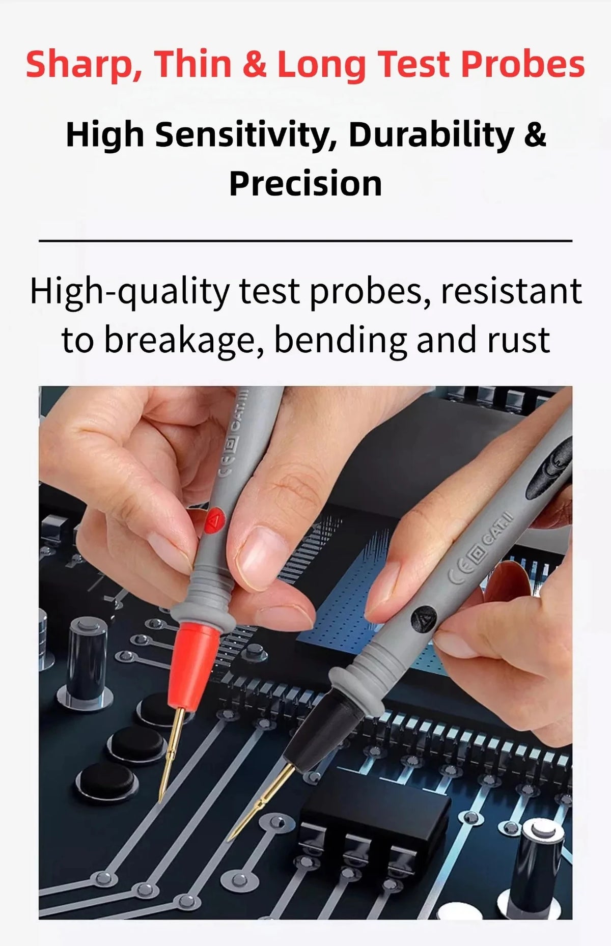 Multimeter Test Lead Kit with Needle-Tip Probes
